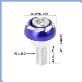 PARSLUCK 4pcs 6mm Metal Motorcycle License Plate Frame Bolt Screw Fastener Blue Stable