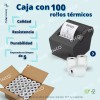 INKO 100 Rollos Papel Térmico 80x70 Impresora 80mm Negro Con
