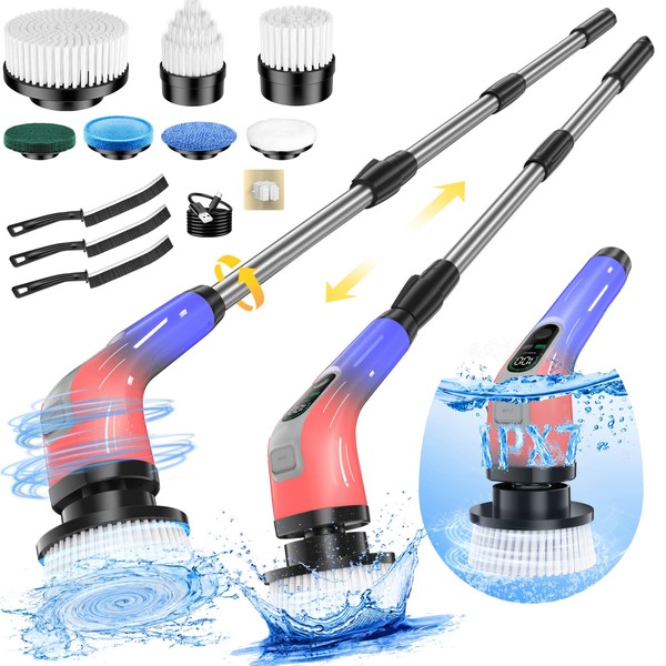 Electric Spin Scrubber, Shower Scrubber with Extension Handle for Kitchen