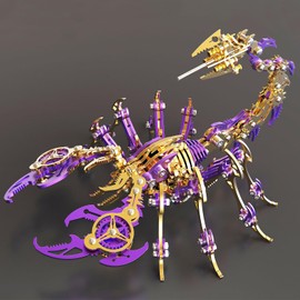 Metalkitor Scorpion 3D Metal Puzzles Kits for Adults Teens – 454 Pcs – Mechanical Assembly Models – 4 Hours to Build – Ideal for Gifts and Decorations (Gold Purple)