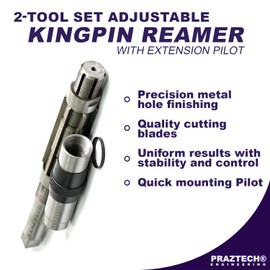 PRAZTECH® 2-Tool Set Adjustable Hand KINGPIN Reamer with Extension Pilot | Reaming | Quality Cutting Blades | Easy Mount (H13 : 1 3/16" to 1 11/32” (30.16-34.1) mm)