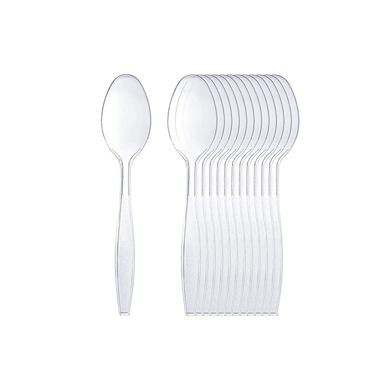 50 Clear Plastic Spoons Strong Heavy Duty Clear Plastic Spoons,