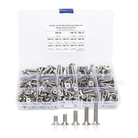 260 Pieces Flat Screw Set M4/M5/M6 Hex Socket Screw, 304 Stainless Steel Hex Socket Countersunk Head Screw for Electronics Industry