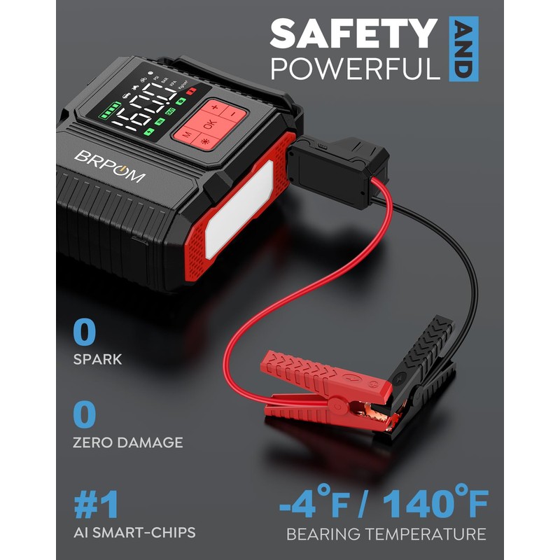 Car Jump Starter with Air Compressor, 160PSI 8000A Peak 26800mah