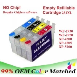 For Epson 232XL Empty NO Chip  Refillable Cartridge for WF-2930 WF-2950 XP-4200 XP-4205
