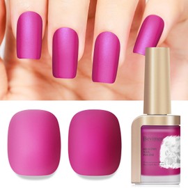 Bevimee Matte Nail Polish, Air Quick Dry, Hot Pink Nail Lacquer Matte Finish, High Pigmented Long Lasting & Fast Drying Velvet Nail Polish For Nail Art, Mist Effect 12ml