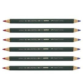 Castell Colour 873 Office Colouring Pencils, Red/Blue, Pack of 6