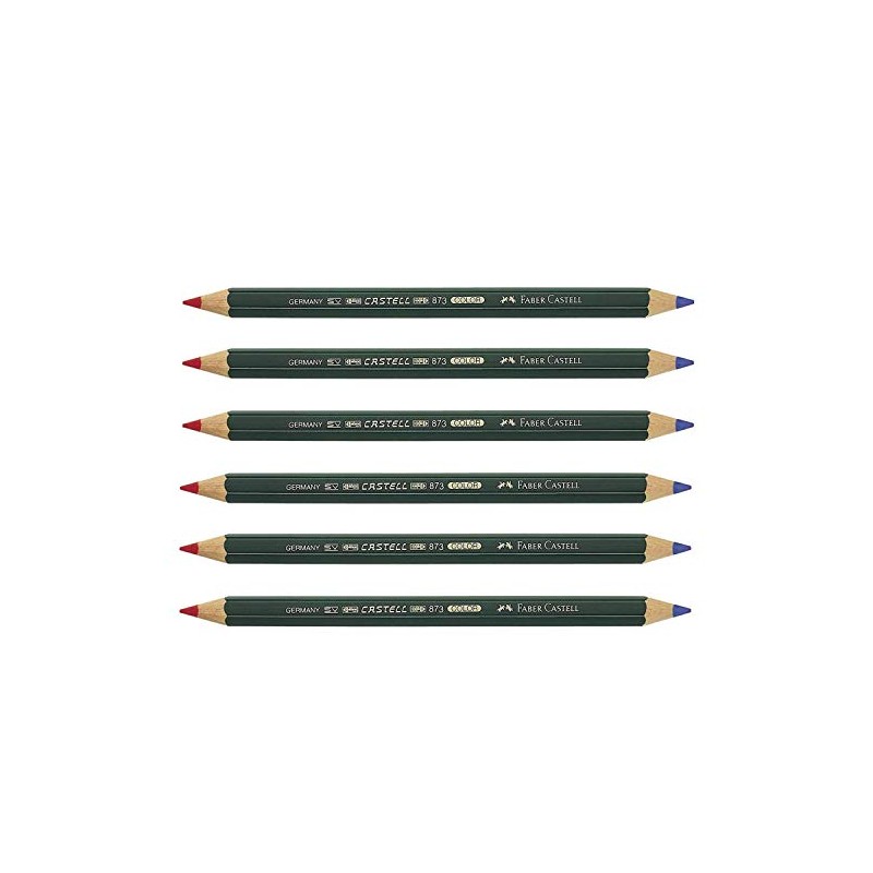 Castell Colour 873 Office Colouring Pencils, Red/Blue, Pack of 6