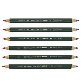 Castell Colour 873 Office Colouring Pencils, Red/Blue, Pack of 6