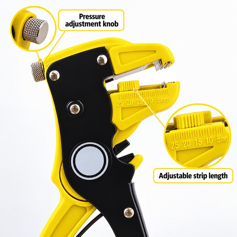Bomurph 6.7-Inch Automatic Wire Stripper and Cutter, Adjustable 0.5-6mm Cable