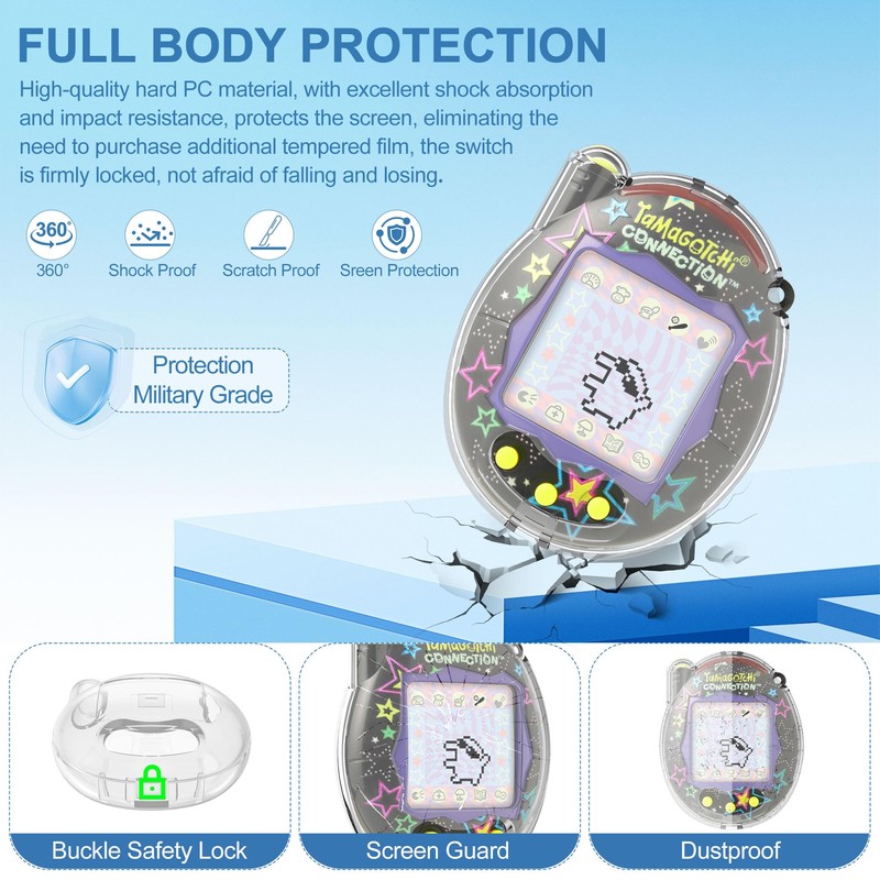 SGHLDE for Tamagotchi Connection V3 Case, Clear Hard PC Drop-Proof