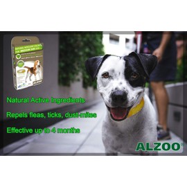 ALZOO Natural Repellent Diffusing Dog Collar | Repels Fleas, Ticks, dust-Mites Using Natural Active Ingredients | for Medium Sized Dogs |