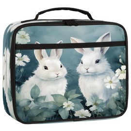 Lonchera para niños y niñas, conejo, conejo, bolsa de almuerzo aislada, reutilizable, grande, bolsa de almuerzo para la escuela, picnic