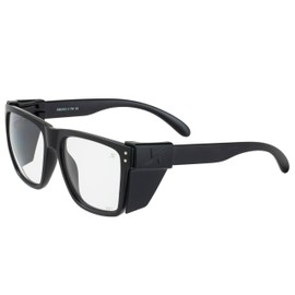 X Power Weekenders & Side Shield Combo ANSI Z87+ Large Black Square Safety Sunglasses with Antifog Clear Lenses (Made In Taiwan)