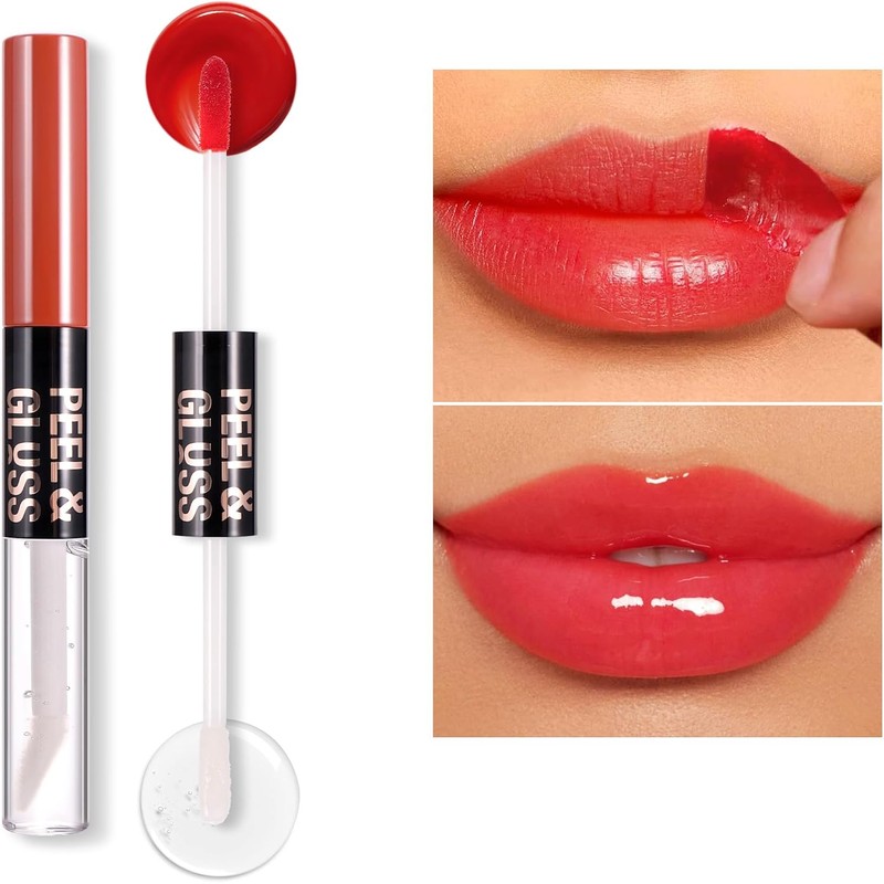 Labial Peel‑Off Mate Doble Cabezal con Brillo – Color Intenso