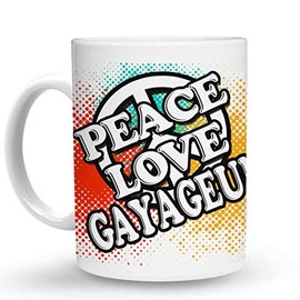 Makoroni - PEACE LOVE GAYAGEUM Music 6 oz Ceramic Espresso Shot Mug/Cup Design#14