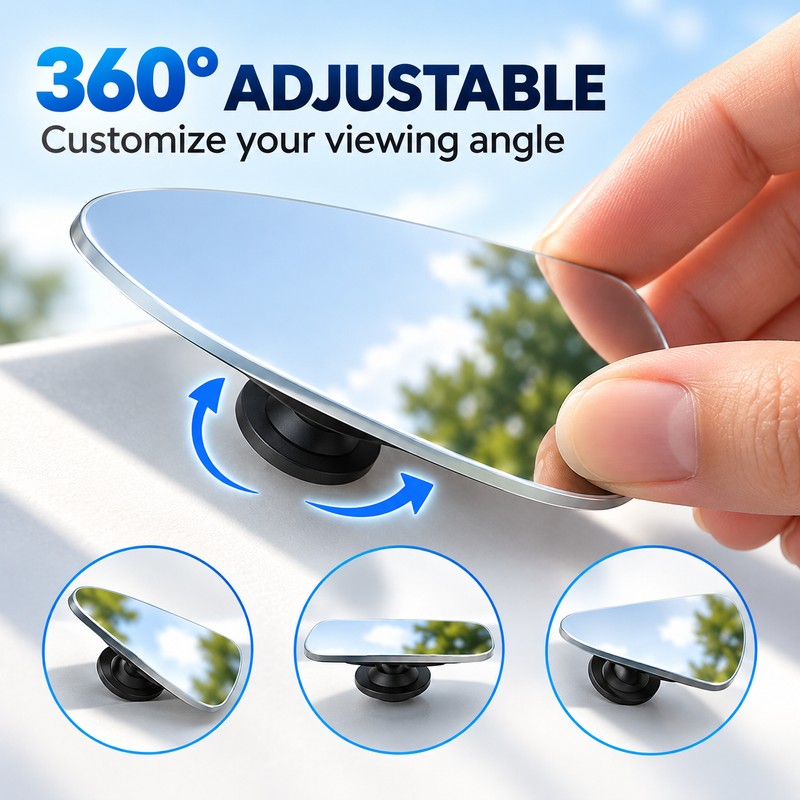 Wide-Angle Blind Spot Mirrors for Cars – 2-Pack 360° Adjustable