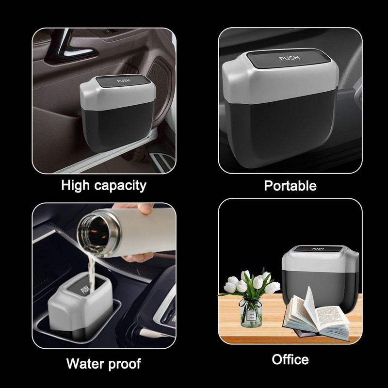 JNNJ Mini Car Trash Bin, Portable Mini Car Waste Bin,