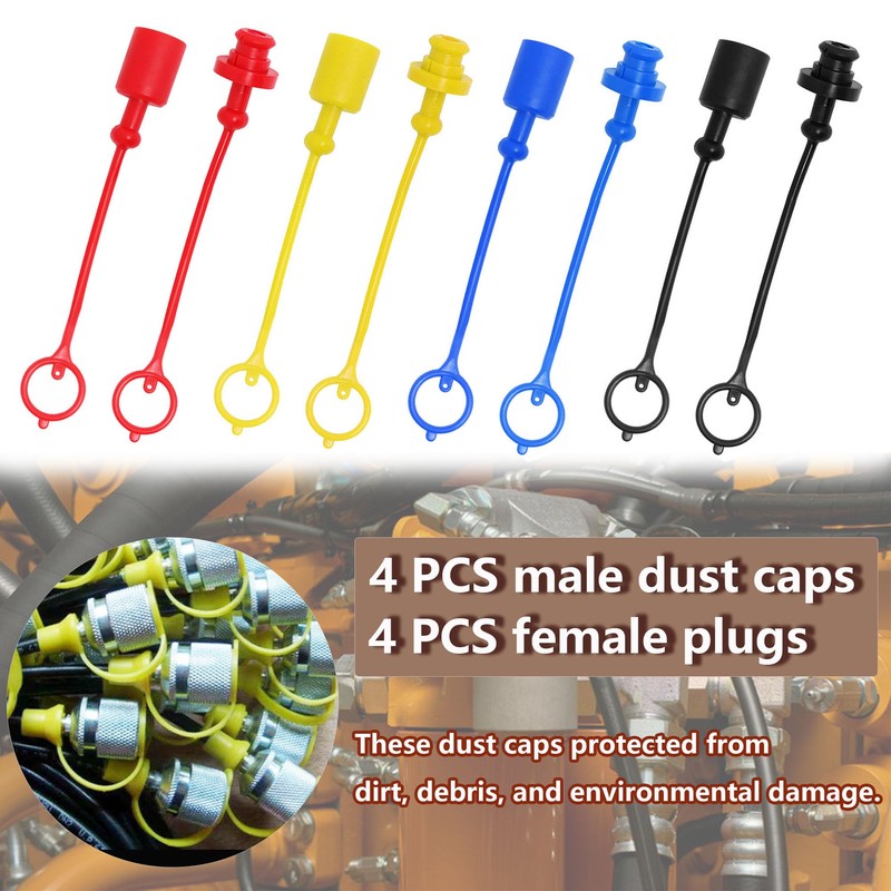 Ojeemii 8 Pcs Hydraulic Quick Coupler Dust Caps & Plugs
