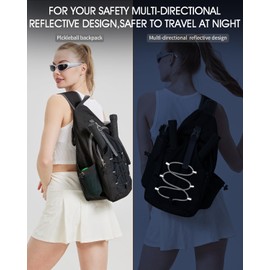 PickleballBag Men's Women's Pickleball BackpackTennisRacketballSlingBagPaddle BagLarge CapacitySafety Pocket withWaterBottleHolder (black)