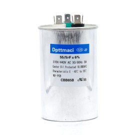 Dpttmlaci Dual Run Start Capacitor 55+5μF 55/5 MFD370V or 440V CBB65 AC Motor Run Round Capacitor for Unit Fan Motor Start or Heat Pump or Condenser Straight Cool (55+5μF)