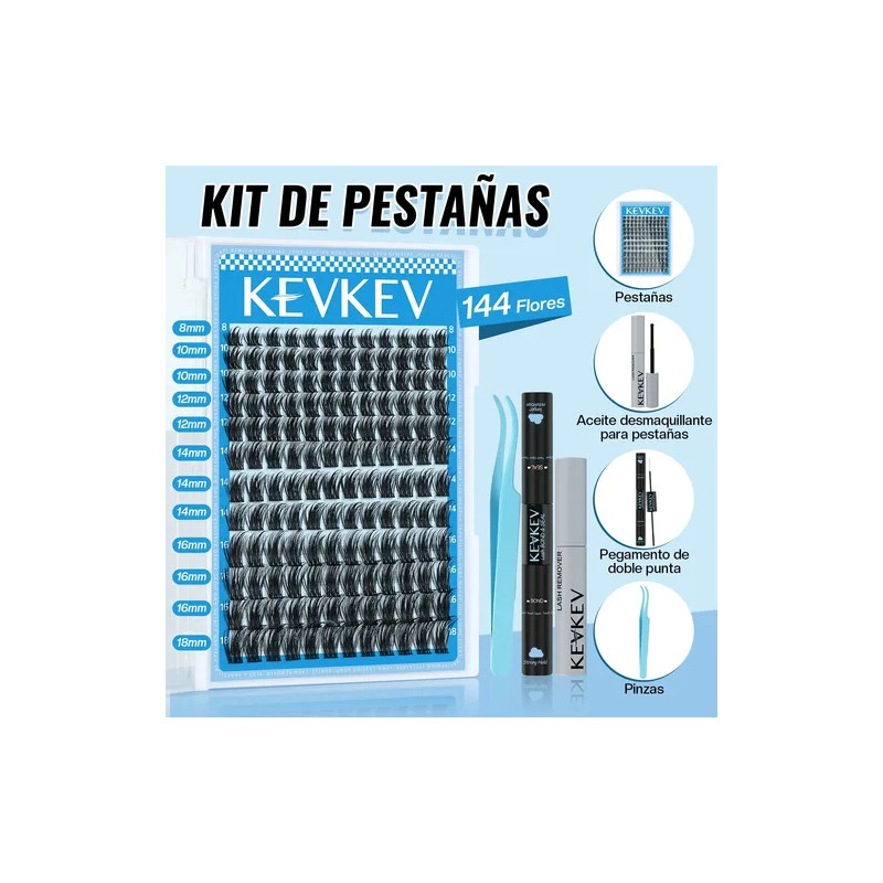 Kit De Extensiones De Pestañas 144pcs 8-18mm Volumen
