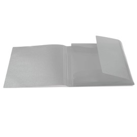 HERMA 19582 Portfolio Folders A4 Translucent Grey, Pack of 3, Children's Plastic Corner Folder with Inner Flaps and Elastic Band, Sturdy Plastic Folders Set for Boys and Girls
