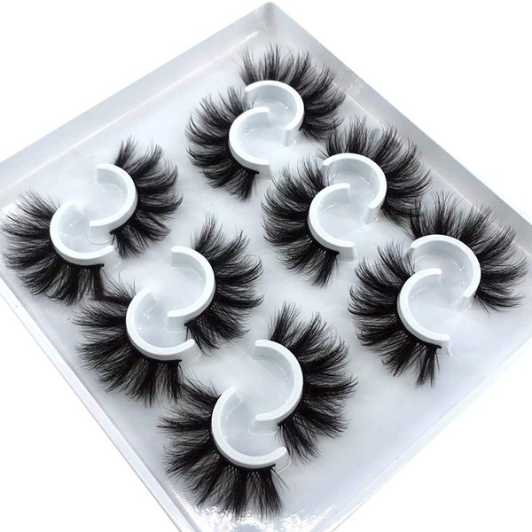 HBZGTLAD 6 Pairs Fluffy False Eyelashes Natural Faux Mink Strip