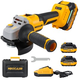 MAXCULAR Cordless Angle Grinder with 2x4.0 AH Batteries,Grinder Tool 9600 RPM Brushless Power Motor,3 Variable Speeds Metal Grinder with Auxiliary Handle for Cutting,Grinding,Polishing