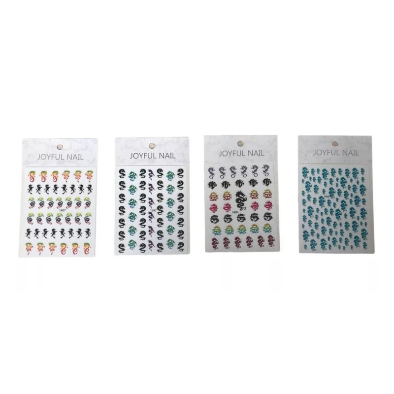 +500 Stickers Para Uñas Diseños De Dragon Paquete 12 Pzas