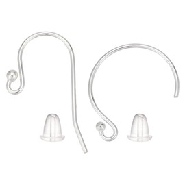 CRAFTYMELODY 925 Sterling Silver Earring Hooks 16Pcs 2 Styles French Ball End Ear Wires with 20Pcs Plastic Ear Nuts for Drop Dangle Earring Findings Parts Jewelry Making DIY Craft Supplies
