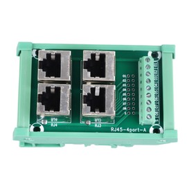 4 Way Buss Board, Rj45 8p8c Jack Breakout Board 0.5a Parallel Rail Mount Interface Module Terminal Block Connector for Offices Factories