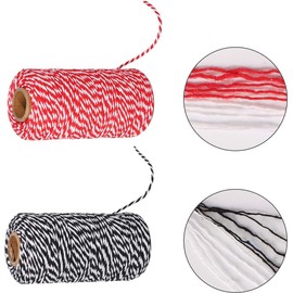 Umsole Christmas Cotton Bakers Twine Cord String 2 mm Candy Rope Ribbon Twine for Party Decorations Wrapping Arts Crafts 656 Feet,2 Rolls