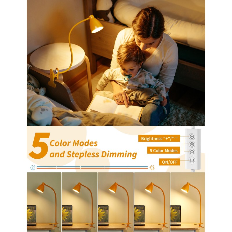 BOHON Clip on Light, 10W 38 LED Desk Lamp with