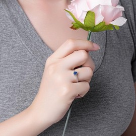 ZOEXUE September Birthstone Stacking Rings for Women & Teens - S925 Sterling Silver Blue Teardrop Stone Stackable Promise Band, Size 8 - Simple Jewelry Gift for Daughter, Friend, or Mother