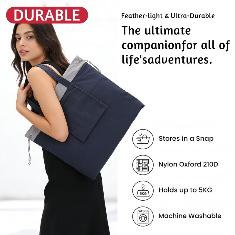 Cozary Borsa della Spesa Pieghevole in Nylon Oxford – Grande