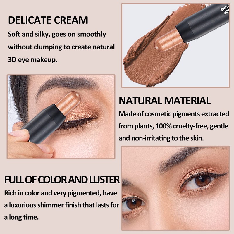 Prreal 6 Color Eyeshadow Stick, 2 in 1 Dual End
