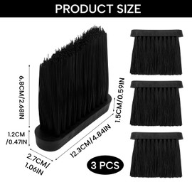 Pack of 3 Fireplace Brushes, Replacement Broom for Fireplace Companies, Round Brush Head with Handle, Replacement Brushes for Fireplace Companies, Durable and Practical, for Home and Fireplace Care