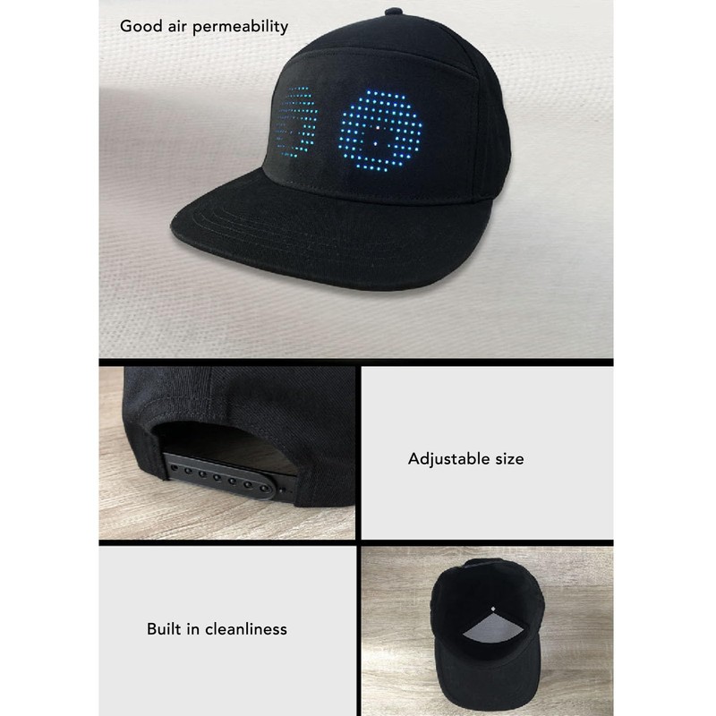 Dpofirs LED Hats, LED Display Screen Smart Hat, Editable Cool