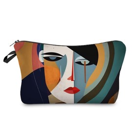 Livel lhood Abstract Face Makeup Bag Cute Small Organizer Zipper Pouch Abstract Face Cosmetic Bag Birthday Present for Women Friends -5, hzj0718