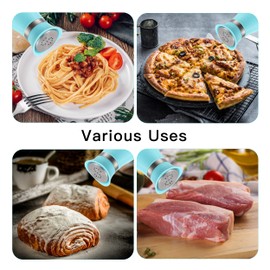 Lonffery Salt and Pepper Shakers, Stainless Steel and Glass Bottle, Set of 2, Turquoise | Lonffery