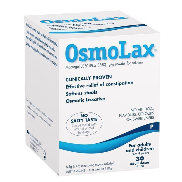 OsmoLax Laxative Powder 30 Dose 510g - Macrogol Constipation Relief with No Salty Taste, Flavour Free & Salt Free