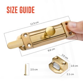 ZAVIA Brass Door Bolt Lock (Pack of 2) | 4-inch (100mm) Surface Mounted Internal Sliding Bolt Lock for Bedroom, Bathroom, Cabinets, Cupboards & Other Wooden Doors