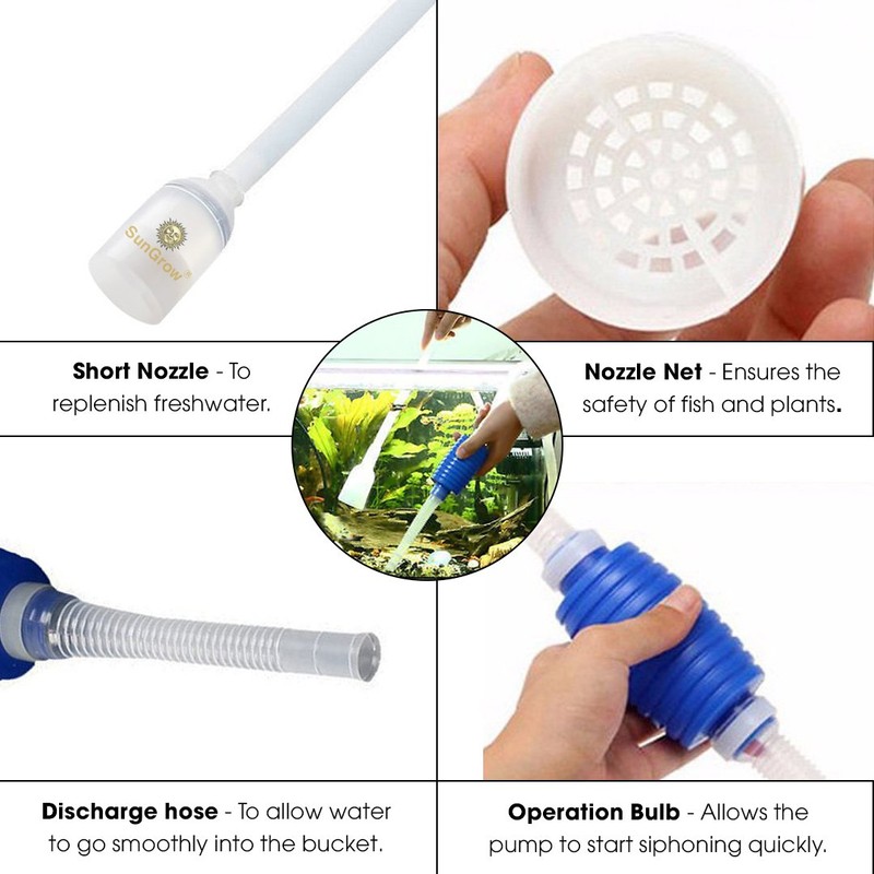 SunGrow Water Siphon Pump for Fish Tank with Priming Bulb,