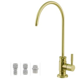 Drinking Water Faucet Brushed Gold, Wellup Reverse Osmosis Faucet for Non Air Gap RO Water Filtration System, Lead-Free Stainless Steel Kitchen Water Filter RO Faucet for Kitchen Bar Sink