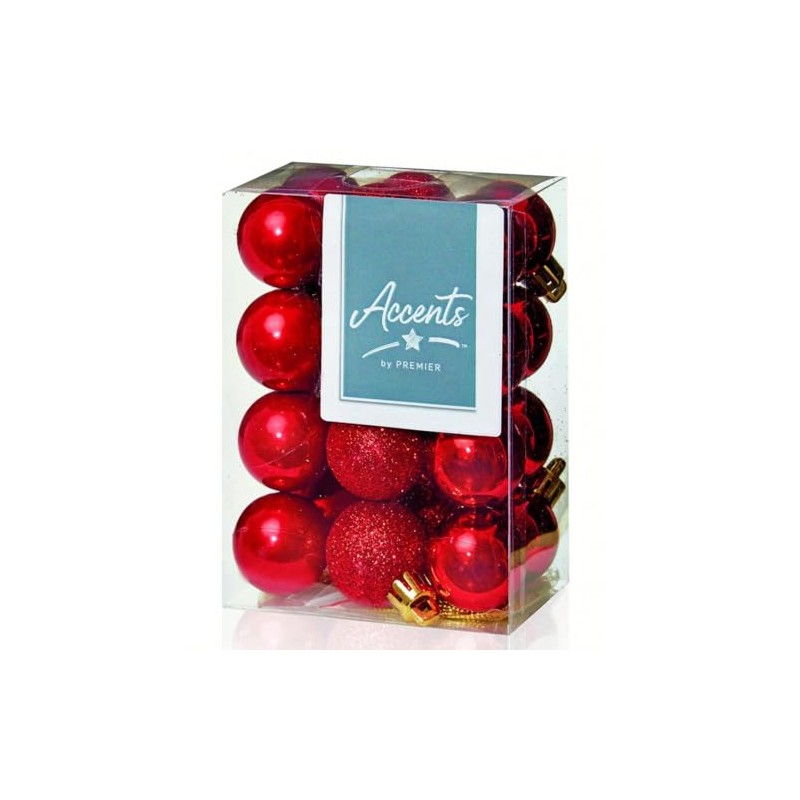 24 x Red shatterproof Christmas tree Baubles Decorations Mixed finishes