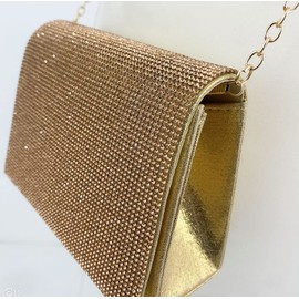 Leah Ward Women's Clutch Bag Glitter Wedding Evening Handbags Party Purse 2224 (Rose Gold Diamante)