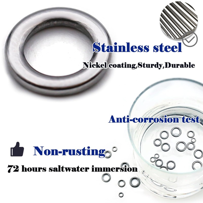 FishTrip Solid Rings Fishing 50Pcs - Stainless Steel Ring for