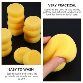 Tofficu Juego De 24 Esponjas Redondas Para Pintura AcríLica Y Manualidades - Esponjas Amarillas De 2.8 Pulgadas Para Arte Y Diy，1 juego de 24 esponjas redondas amarillas para pintar cerámica de arcill