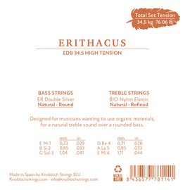 KNOBLOCH STRINGS - Spanish Guitar Strings | EDB34.5 ERITHACUS Double Silver BI | High Voltage 34.5 | Round Bass | BIO Nylon | Natural and Pure Sound | Flamenco and Classical String Set
